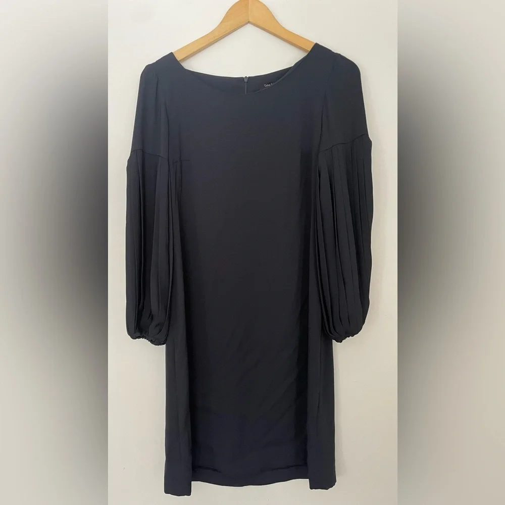 Tara Jarmon Paris Pleated Puff Sleeve Dress — Made in France | Size 38 small - Picture 3 of 10